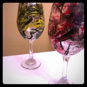 Water colored wine glass set